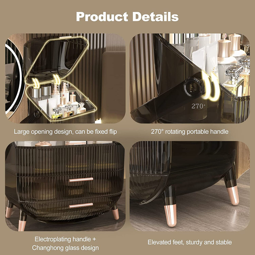 Makeup Organizer - Portable Makeup Storage Organizer with Lid