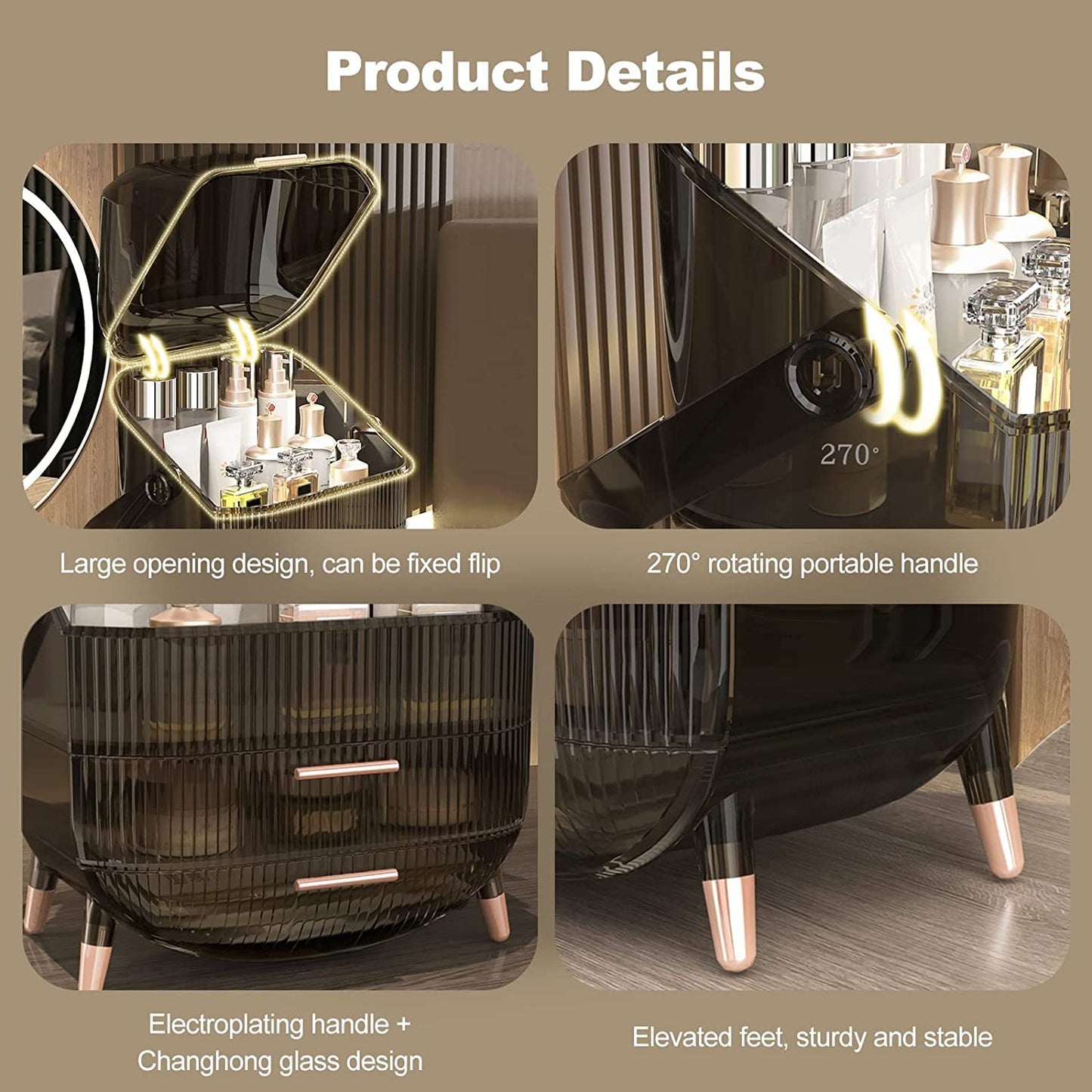 Makeup Organizer - Portable Makeup Storage Organizer with Lid