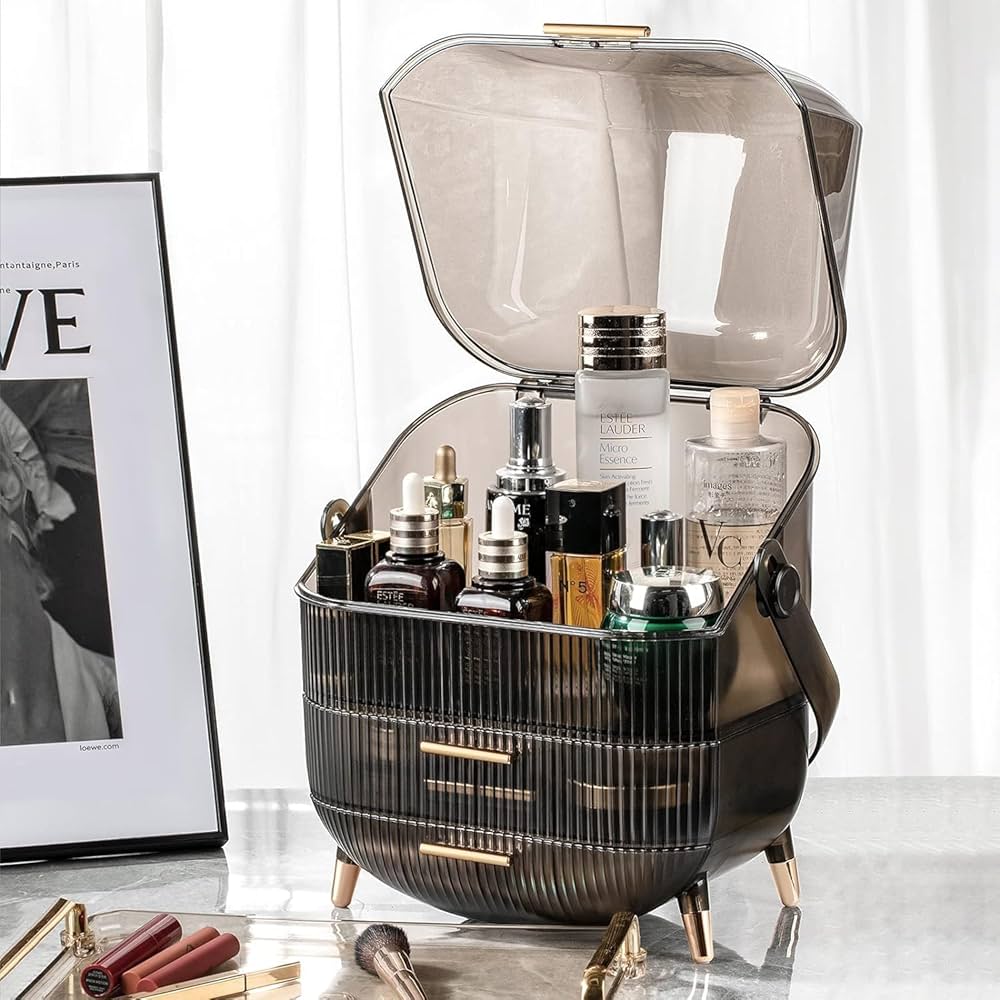 Makeup Organizer - Portable Makeup Storage Organizer with Lid
